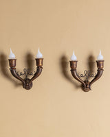 Pair of Italian Scrollwork Double-Arm Wall Sconces, 1950's - Lone Fox