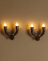 Pair of Italian Scrollwork Double-Arm Wall Sconces, 1950's - Lone Fox