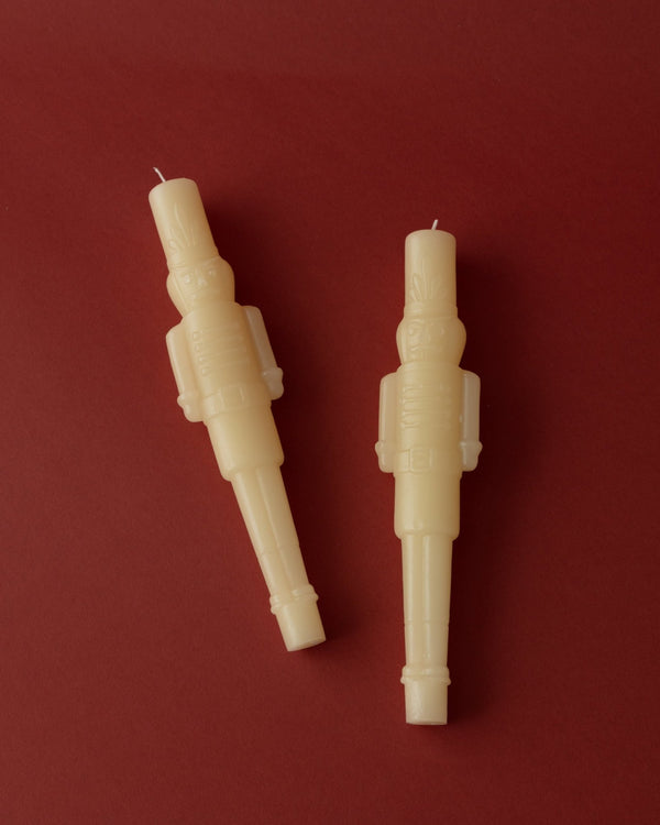 Pair of Ivory Nutcracker Taper Candles - Lone Fox