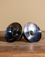 Pair of Low Metal and Wood Taper Holders, Scandinavian, 1960's - Lone Fox