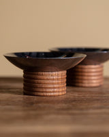 Pair of Low Metal and Wood Taper Holders, Scandinavian, 1960's - Lone Fox
