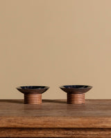 Pair of Low Metal and Wood Taper Holders, Scandinavian, 1960's - Lone Fox