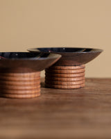 Pair of Low Metal and Wood Taper Holders, Scandinavian, 1960's - Lone Fox
