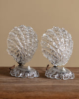 Pair of Murano Glass Shell Table Lamps by Barovier e Toso, Italy, 1950's - Lone Fox