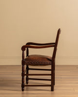 Pair of Oak & Leather Open Arm Chairs, France, 1940s - Lone Fox