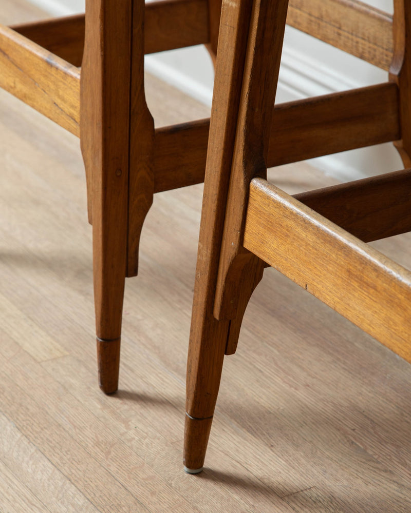 Pair of Oak & Leather Stools by Werner Biermann, 1960's - Lone Fox