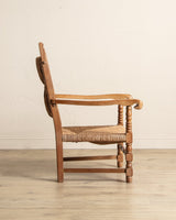 Pair of Oversized Dutch Oak & Rush Armchairs, 1950's - Lone Fox