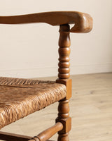 Pair of Oversized Dutch Oak & Rush Armchairs, 1950's - Lone Fox