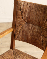 Pair of Oversized Dutch Oak & Rush Armchairs, 1950's - Lone Fox