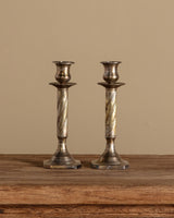Pair of Oxidized Silver Twisted Taper Holders - Lone Fox