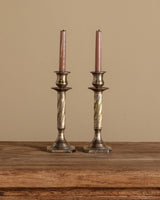 Pair of Oxidized Silver Twisted Taper Holders - Lone Fox