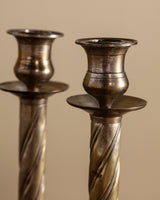 Pair of Oxidized Silver Twisted Taper Holders - Lone Fox