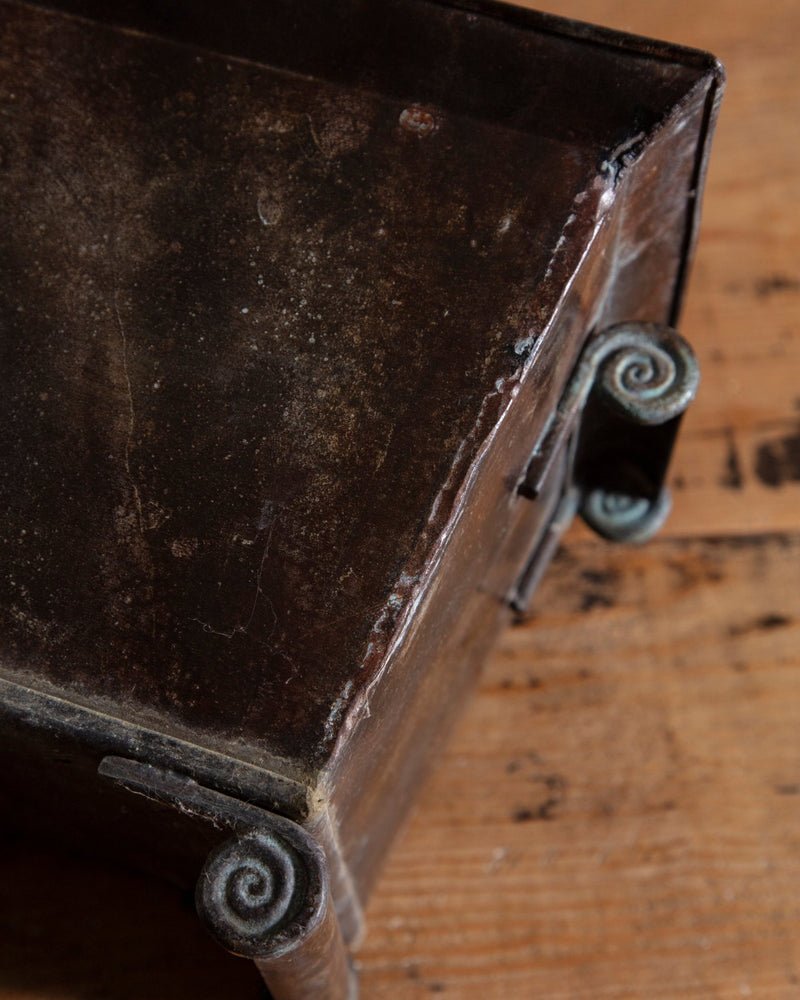 Pair of Patinated Iron Scroll Footed Planters, France, 1930's - Lone Fox