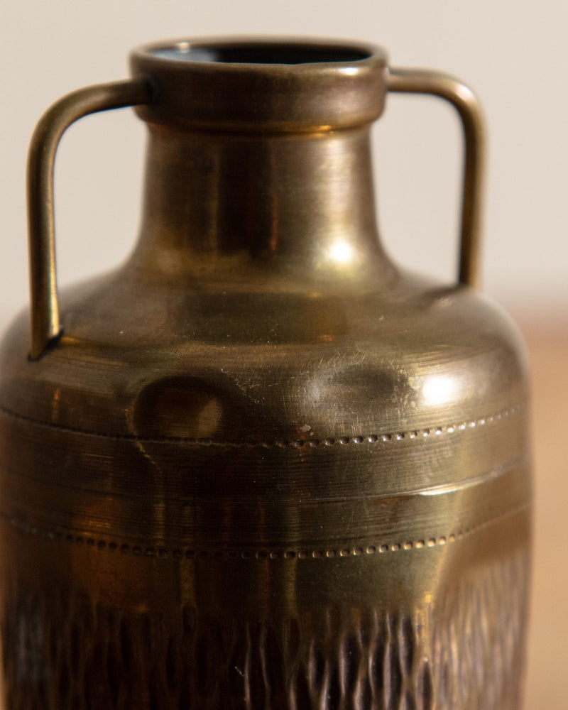 Pair of Petite Brass Hammered Bud Vases - Lone Fox