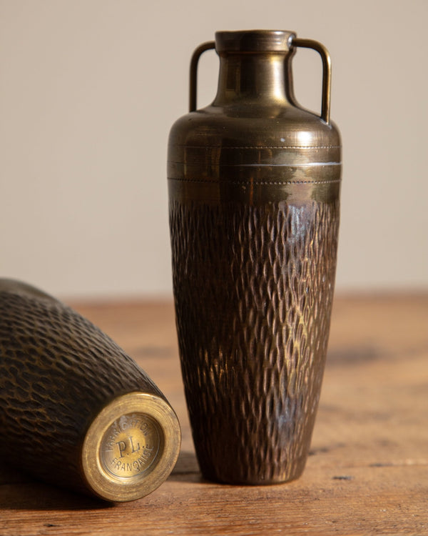 Pair of Petite Brass Hammered Bud Vases - Lone Fox
