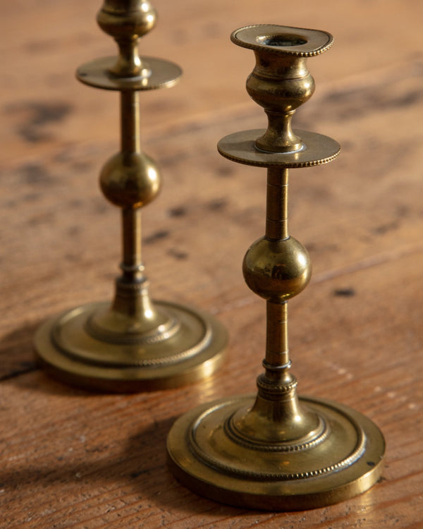 Pair of Petite Brass Taper Holders, France, 1960's - Lone Fox