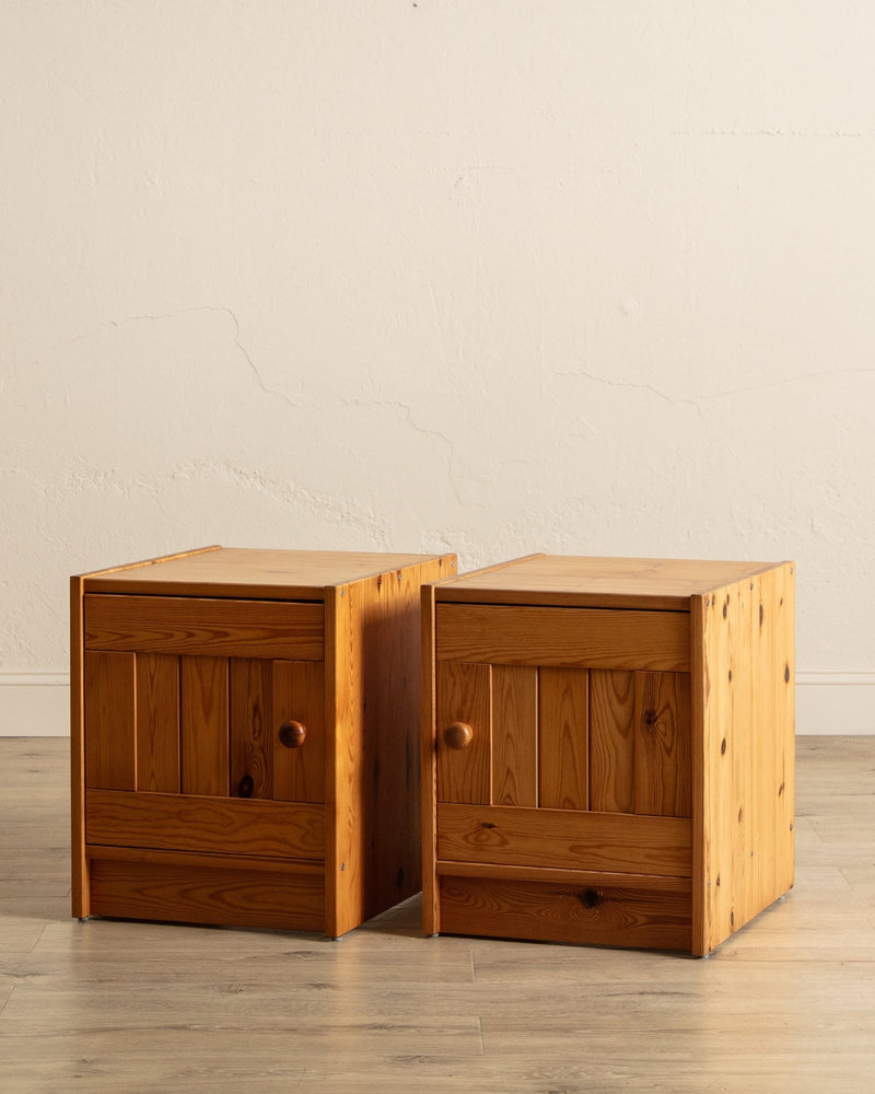 Pair of Pine Box Nightstands, Sweden, 1970's - Lone Fox