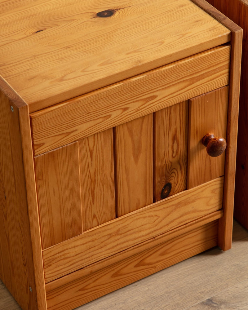 Pair of Pine Box Nightstands, Sweden, 1970's - Lone Fox
