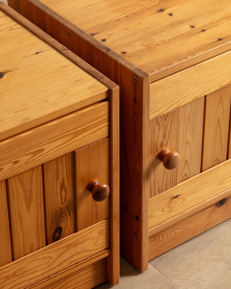 Pair of Pine Box Nightstands, Sweden, 1970's - Lone Fox
