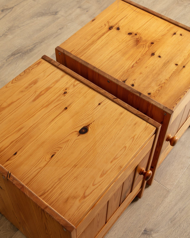 Pair of Pine Box Nightstands, Sweden, 1970's - Lone Fox