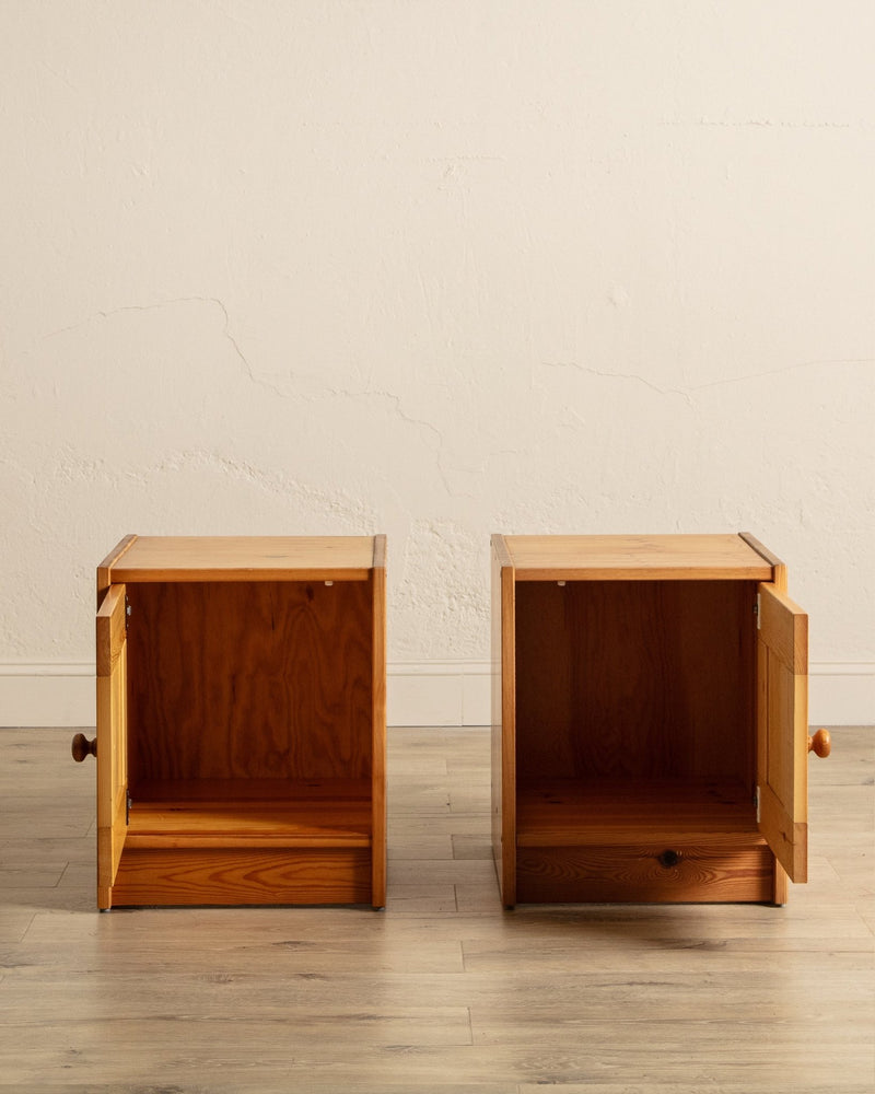 Pair of Pine Box Nightstands, Sweden, 1970's - Lone Fox