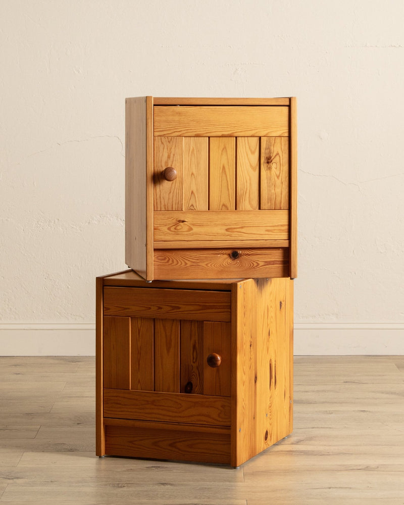 Pair of Pine Box Nightstands, Sweden, 1970's - Lone Fox