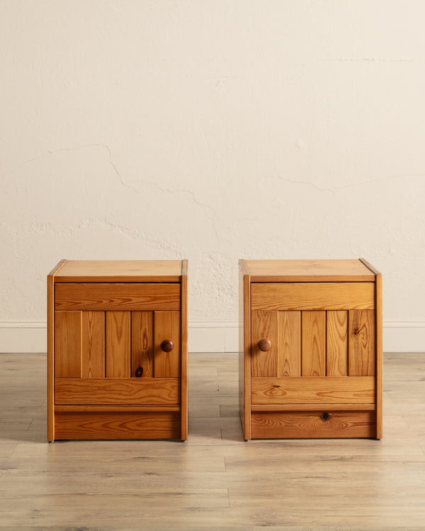 Pair of Pine Box Nightstands, Sweden, 1970's - Lone Fox