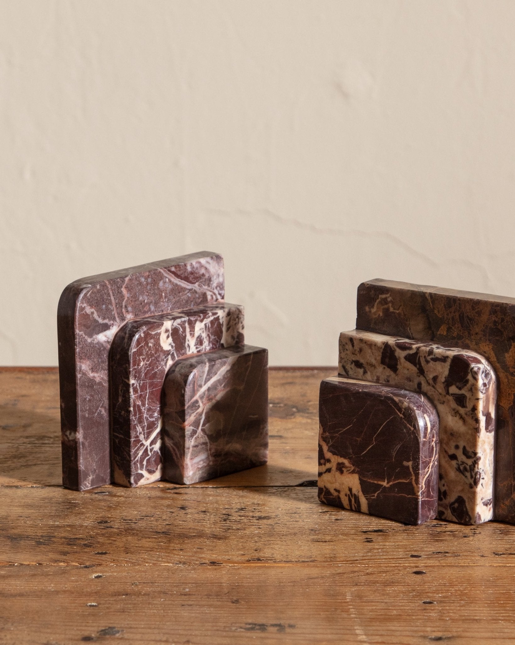 Pair of Rosso Levanto Marble Art Deco Bookends – Lone Fox