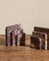 Pair of Rosso Levanto Marble Art Deco Bookends - Lone Fox