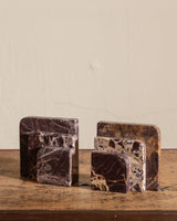 Pair of Rosso Levanto Marble Art Deco Bookends - Lone Fox