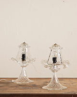 Pair of Ruffle Edge Murano Glass Table Lamps, Italy, 1980's - Lone Fox