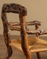 Pair of Rustic Branch & Woven Rush Armchairs, France, 1970's - Lone Fox