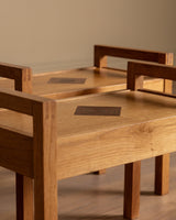 Pair of Scandinavian Oak Side Tables with Diamond Inlay, 1960s - Lone Fox