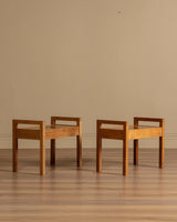 Pair of Scandinavian Oak Side Tables with Diamond Inlay, 1960s - Lone Fox