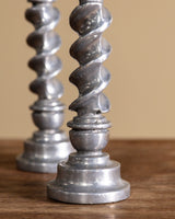 Pair of Silver Swirl Metal Candlesticks, Europe, Mid-20th Century - Lone Fox