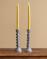 Pair of Silver Swirl Metal Candlesticks, Europe, Mid-20th Century - Lone Fox
