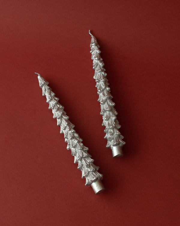 Pair of Silver Tree Taper Candles - Lone Fox