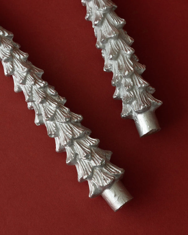 Pair of Silver Tree Taper Candles - Lone Fox