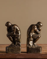 Pair of Solid Brass Thinking Man Bookends - Lone Fox