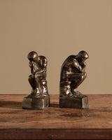 Pair of Solid Brass Thinking Man Bookends - Lone Fox