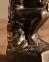 Pair of Solid Brass Thinking Man Bookends - Lone Fox