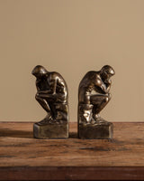 Pair of Solid Brass Thinking Man Bookends - Lone Fox