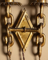 Pair of Spanish Mid-Century Chain Gold Leaf Wall Sconces, 1950's - Lone Fox