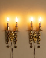 Pair of Spanish Mid-Century Chain Gold Leaf Wall Sconces, 1950's - Lone Fox
