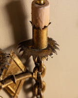 Pair of Spanish Mid-Century Chain Gold Leaf Wall Sconces, 1950's - Lone Fox