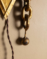 Pair of Spanish Mid-Century Chain Gold Leaf Wall Sconces, 1950's - Lone Fox