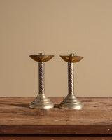 Pair of Spiral Solid Brass Candle Holder, 1940's - Lone Fox