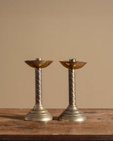 Pair of Spiral Solid Brass Candle Holder, 1940's - Lone Fox