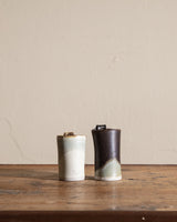 Pair of Studio Ceramic Ribbon Handle Mugs, Signed - Lone Fox