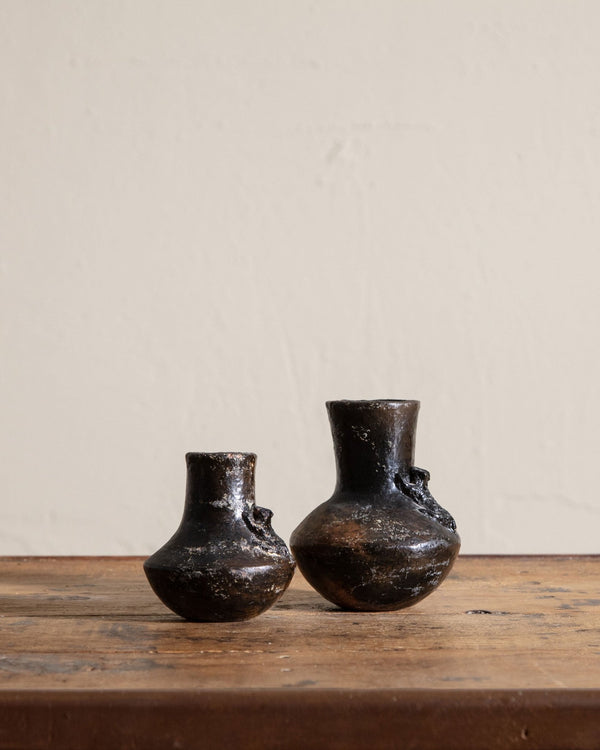 Pair of Studio Pottery Bud Vases w/ Frogs - Lone Fox